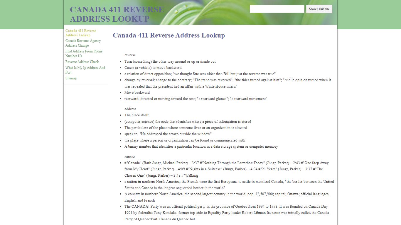 CANADA 411 REVERSE ADDRESS LOOKUP - Google